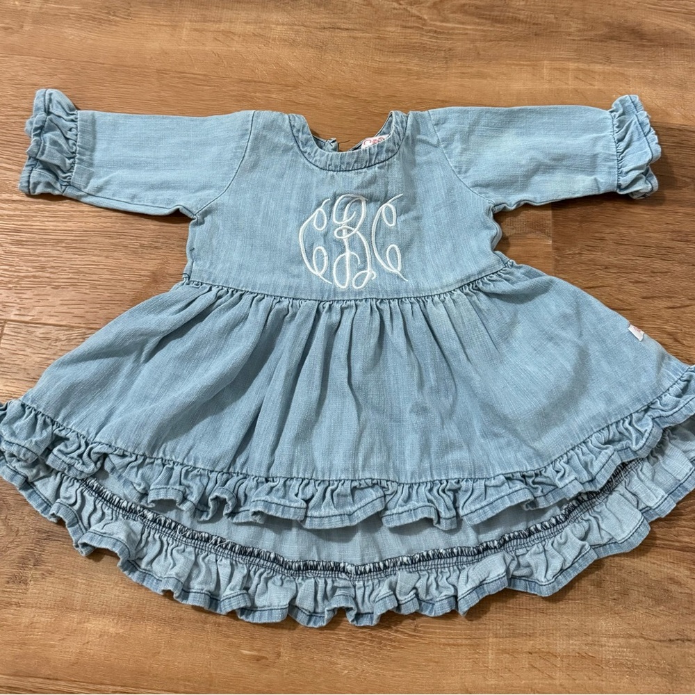 Charming Denim Ruffle Butts Tunic Shirt
